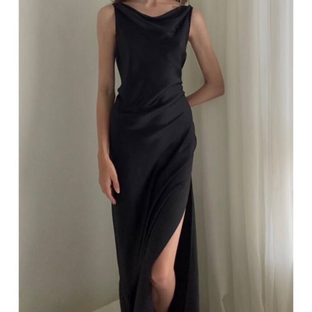 Vintage 90’s 100% Silk Slip Dress Backless Silk Dress Cowl Holiday Dress Prom - Picture 5 of 13